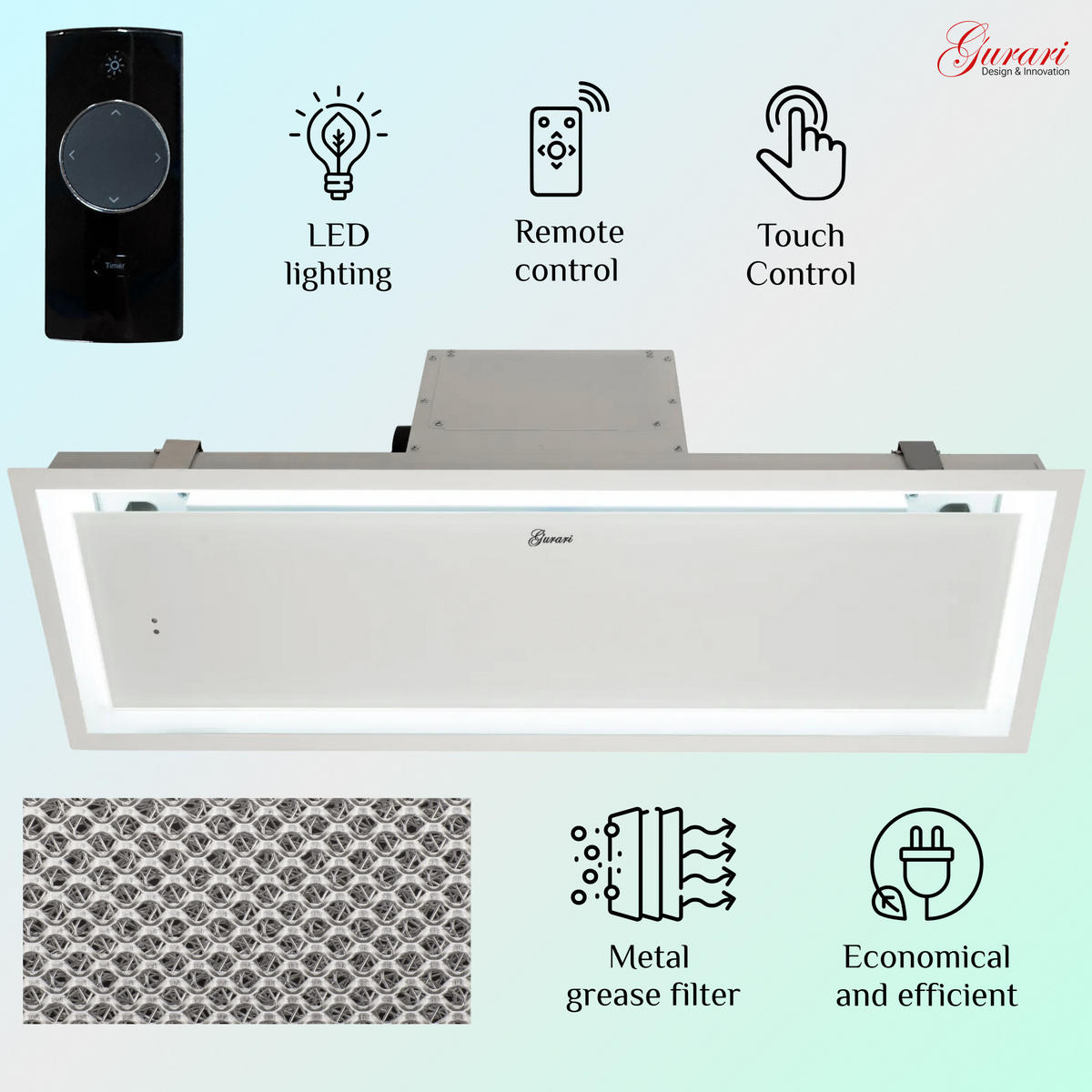 DUNSTABZUGSHAUBE GCH 974 WH 90 Diamond 90 cm Weiß - Weiß, Metall (90/32/30cm) - Gurari