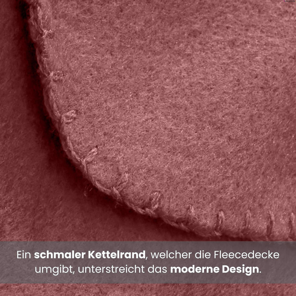 FLEECEDECKE 3er Set weinrot 130/160 cm Kettelrand Anti-Pilling - Bordeaux, Textil (130/160cm) - wometo