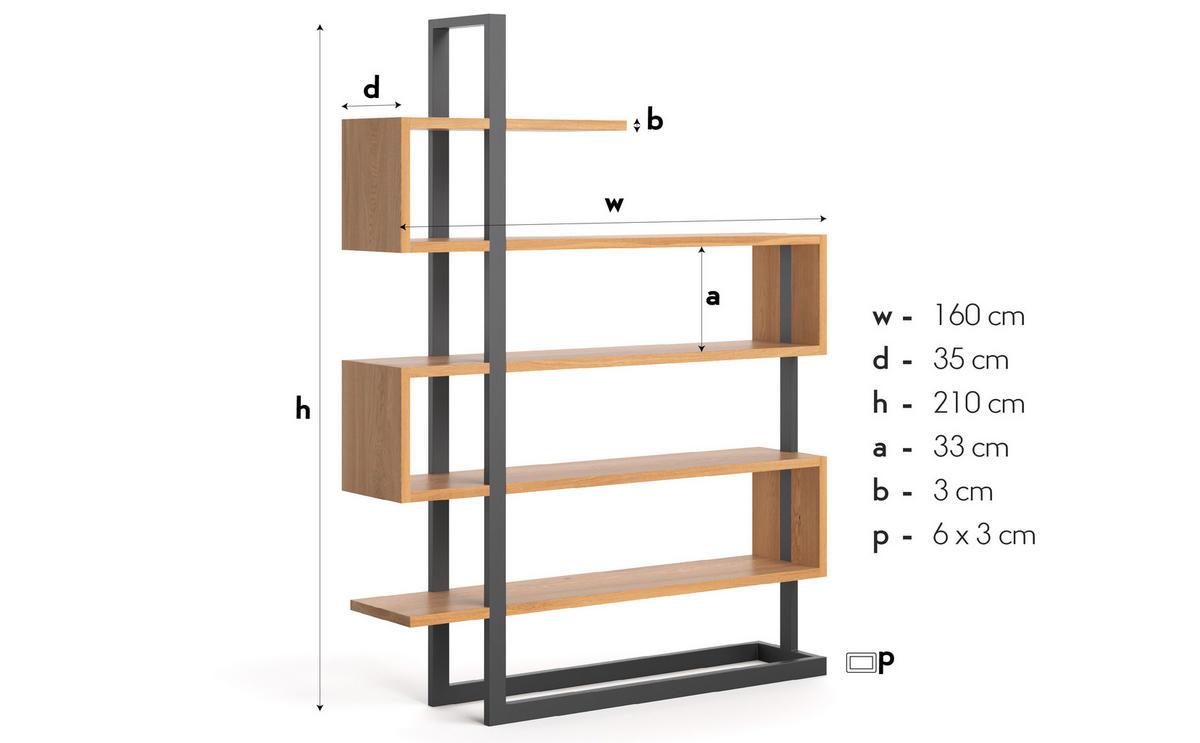 REGAL Veer aus massivem Eichenholz - Eichefarben/Naturfarben, Holz (160/210/35cm) - Danzz