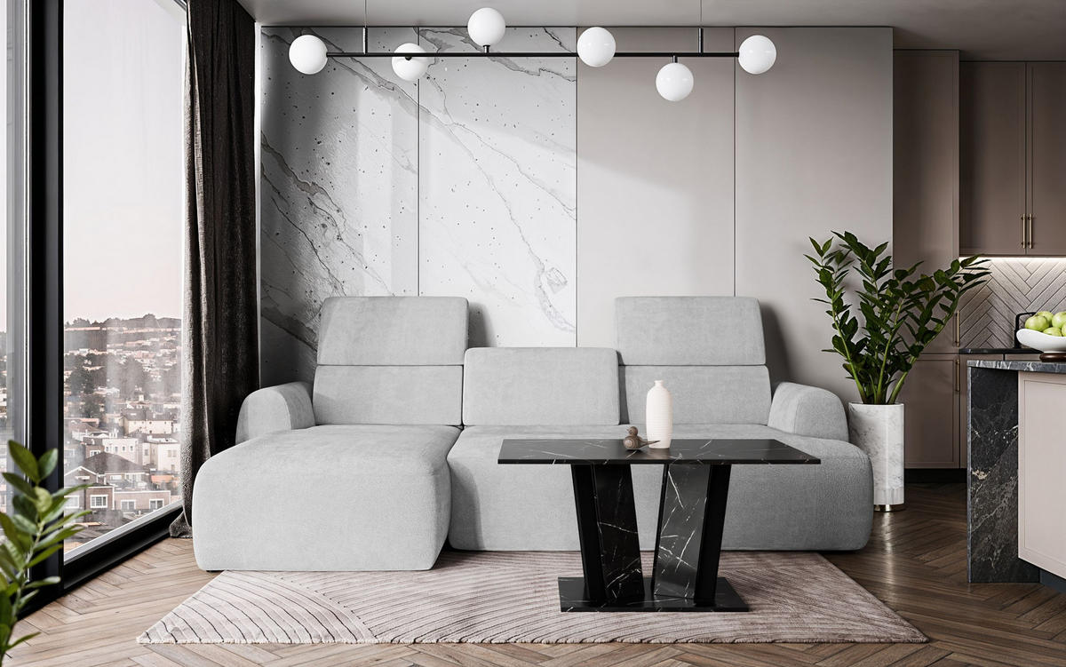 COUCHTISCH 100 cm in Schwarzer Marmor-Optik - Schwarz, Holzwerkstoff (60/100/55cm) - Home Collective