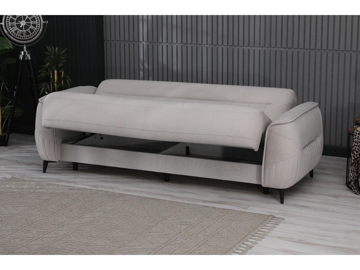 SITZGARNITUR Cordoba, Beige Stellvariante 3+2+1 - Beige, Holzwerkstoff/Kunststoff (245/85/104cm)