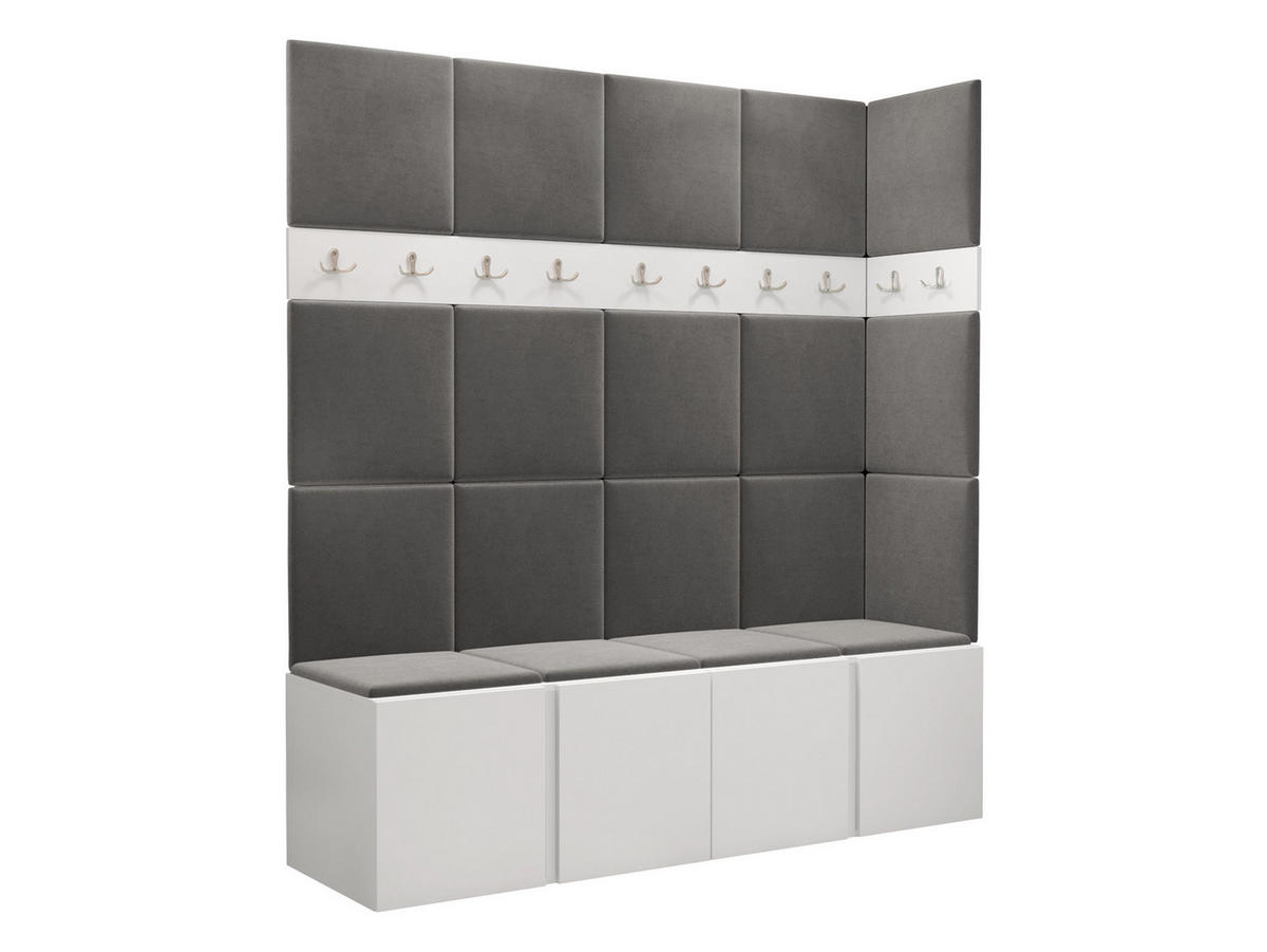 GARDEROBEN-SET Orion II - Weiß/Grau, Holzwerkstoff/Kunststoff (168/186/46cm) - MIRJAN24