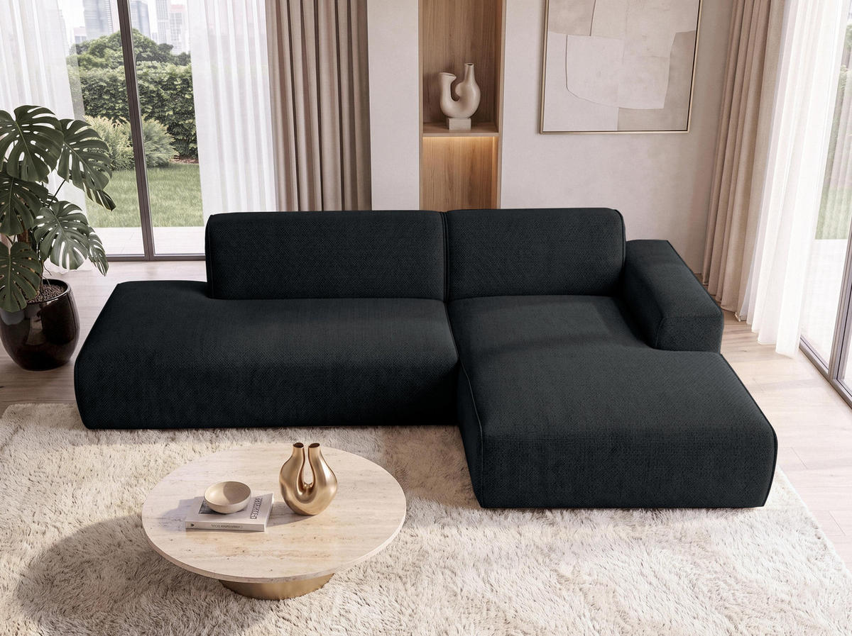 ECKSOFA L Form Didim Duo Dunkelgrau 288/162/80 cm – stilvolle kleine Eckcouch Rechts - Dunkelgrau/Schwarz, Kunststoff/Textil (162/288cm) - AX Living