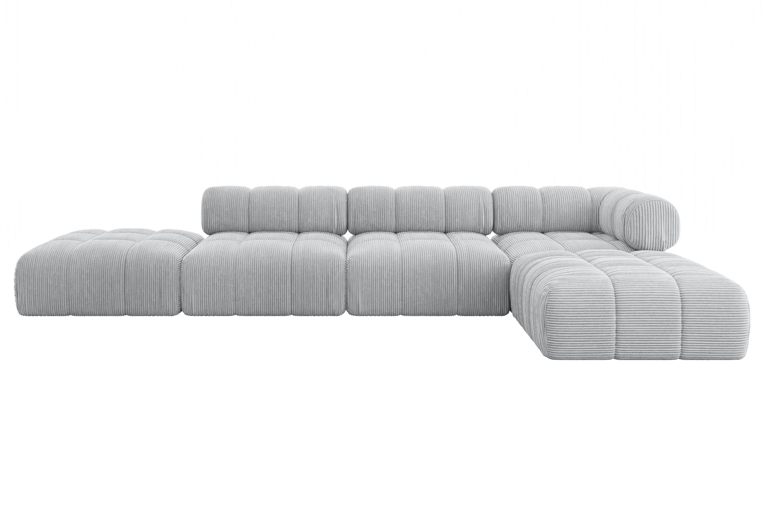 ECKSOFA modulares Sofa Kerru-L2 - 380x190x70 cm Grau Cord - Grau, Holzwerkstoff/Textil (380/190cm) - ALTDECOR
