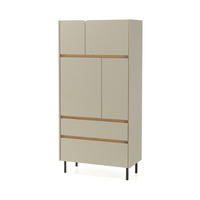 KOMMODE Lico mit 2 Schubalden und 4 Türen, Eukalyptus - Eukalyptusholzfarben, Holzwerkstoff (80/165/40cm) - Beautysofa