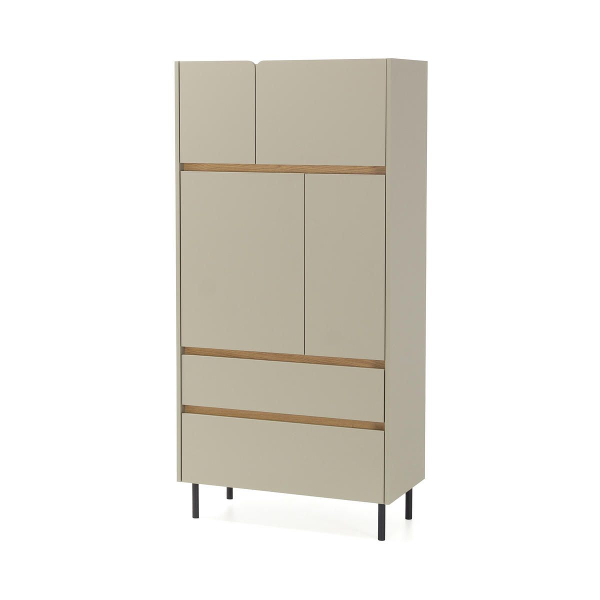 KOMMODE Lico mit 2 Schubalden und 4 Türen, Eukalyptus - Eukalyptusholzfarben, Holzwerkstoff (80/165/40cm) - Beautysofa