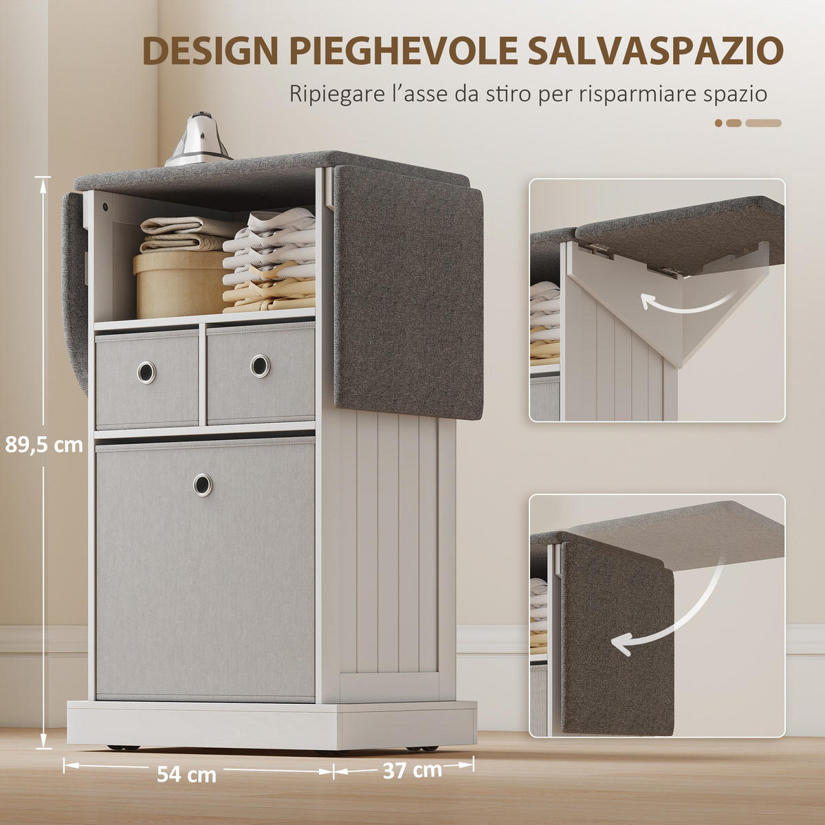 BÜGELBRETTSCHRANK Weiß 1 Stück - Weiß, Holzwerkstoff (37/89.5/121cm) - GiPP