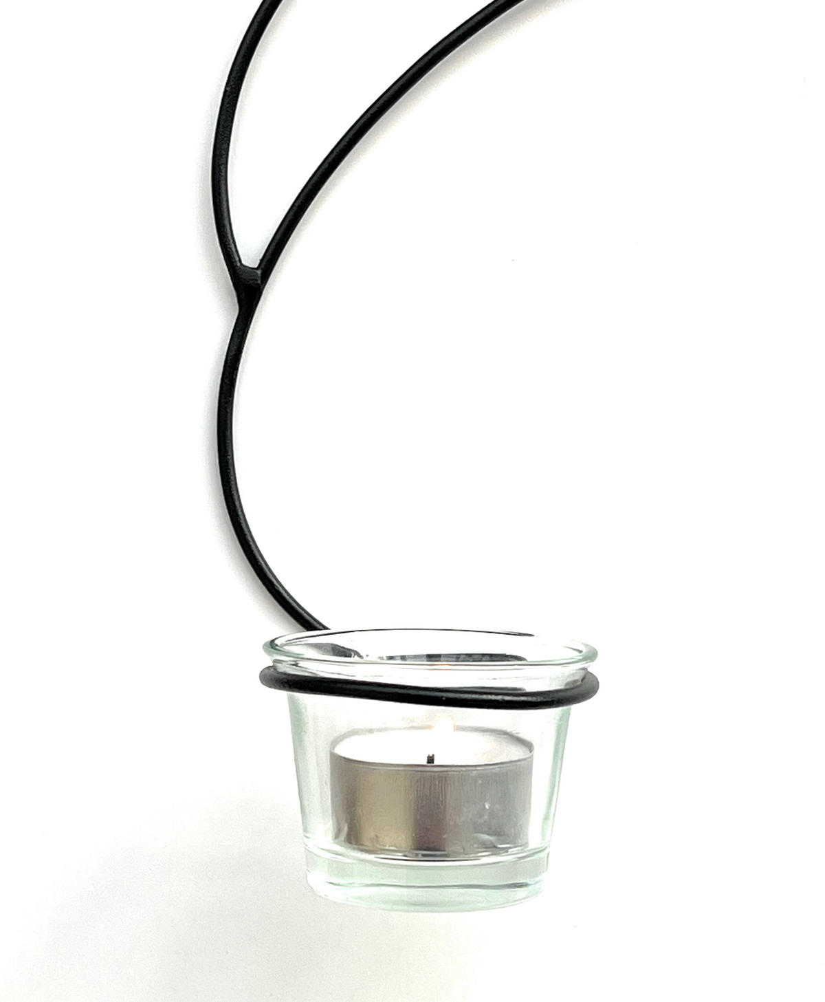WANDTEELICHTHALTER 1-flammig mit Glas Metall Schwarz 50 cm - Schwarz, Metall (50cm) - DanDiBo
