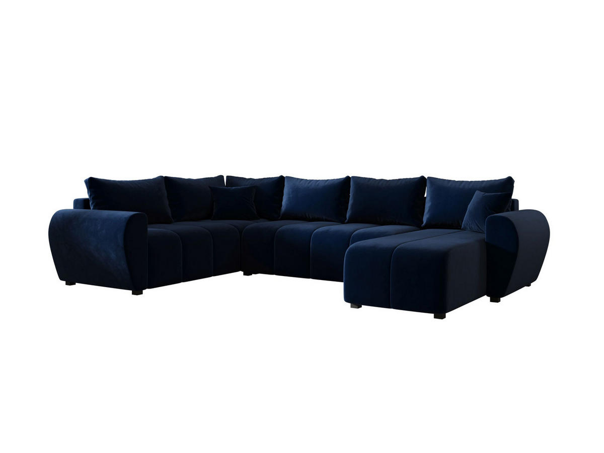 WOHNLANDSCHAFT MOLISA U PLUS Itaka 11 Rechts mit Schlaffunktion - Dunkelblau, Textil (303/82/208cm) - Bedante