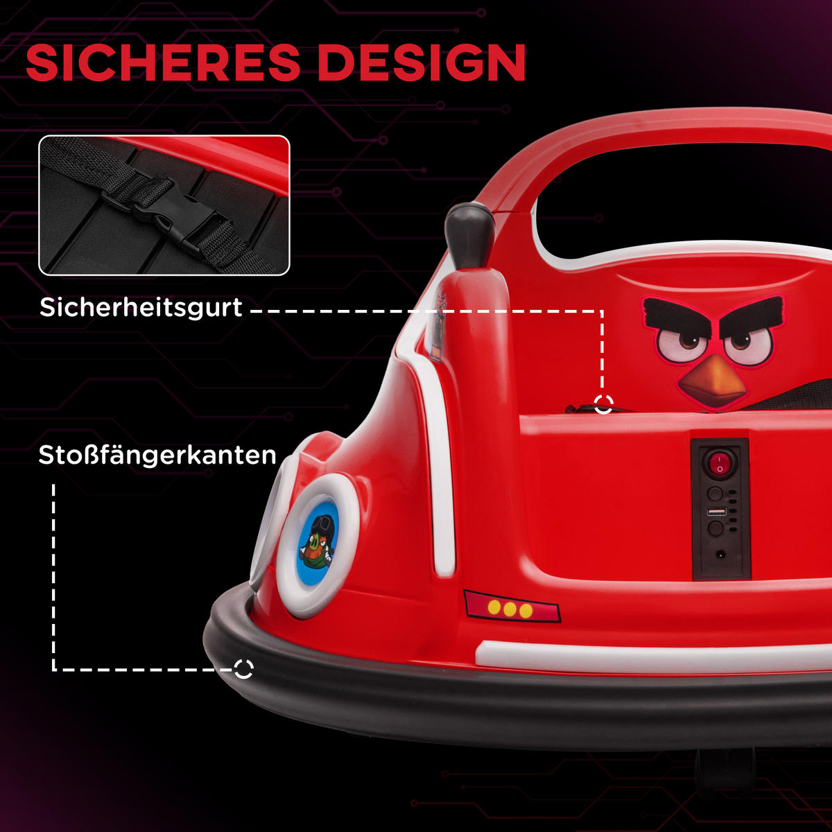 KINDER AUTOSCOOTER, Kunststoff, Metall, Rot - Rot, Kunststoff (73/73/44cm) - AIYAPLAY