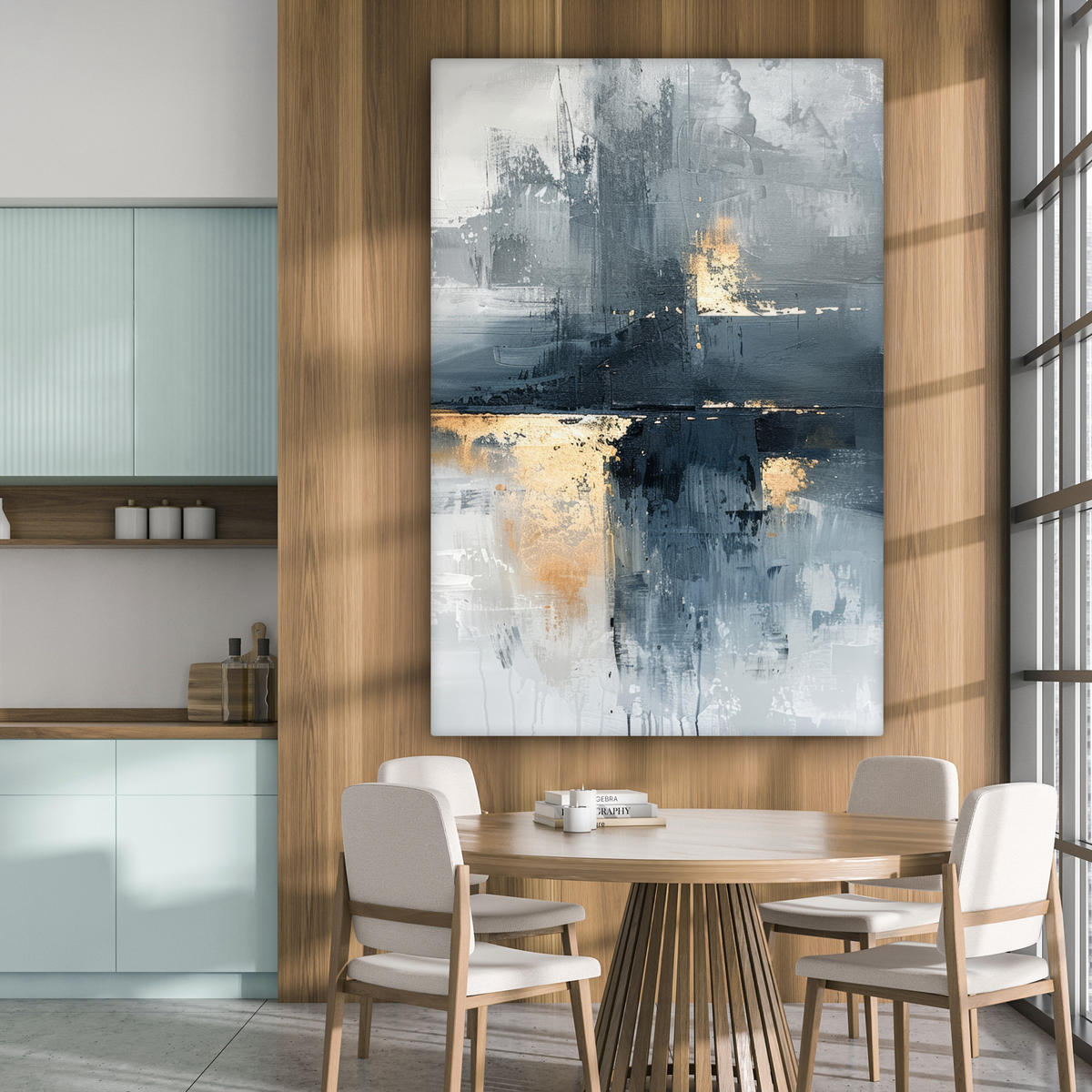 LEINWANDBILD Kunst - Grau - Gold - Abstrakt Deko Groß 90x140 cm - Dunkelgrau, Textil (90/140cm) - MuchoWow