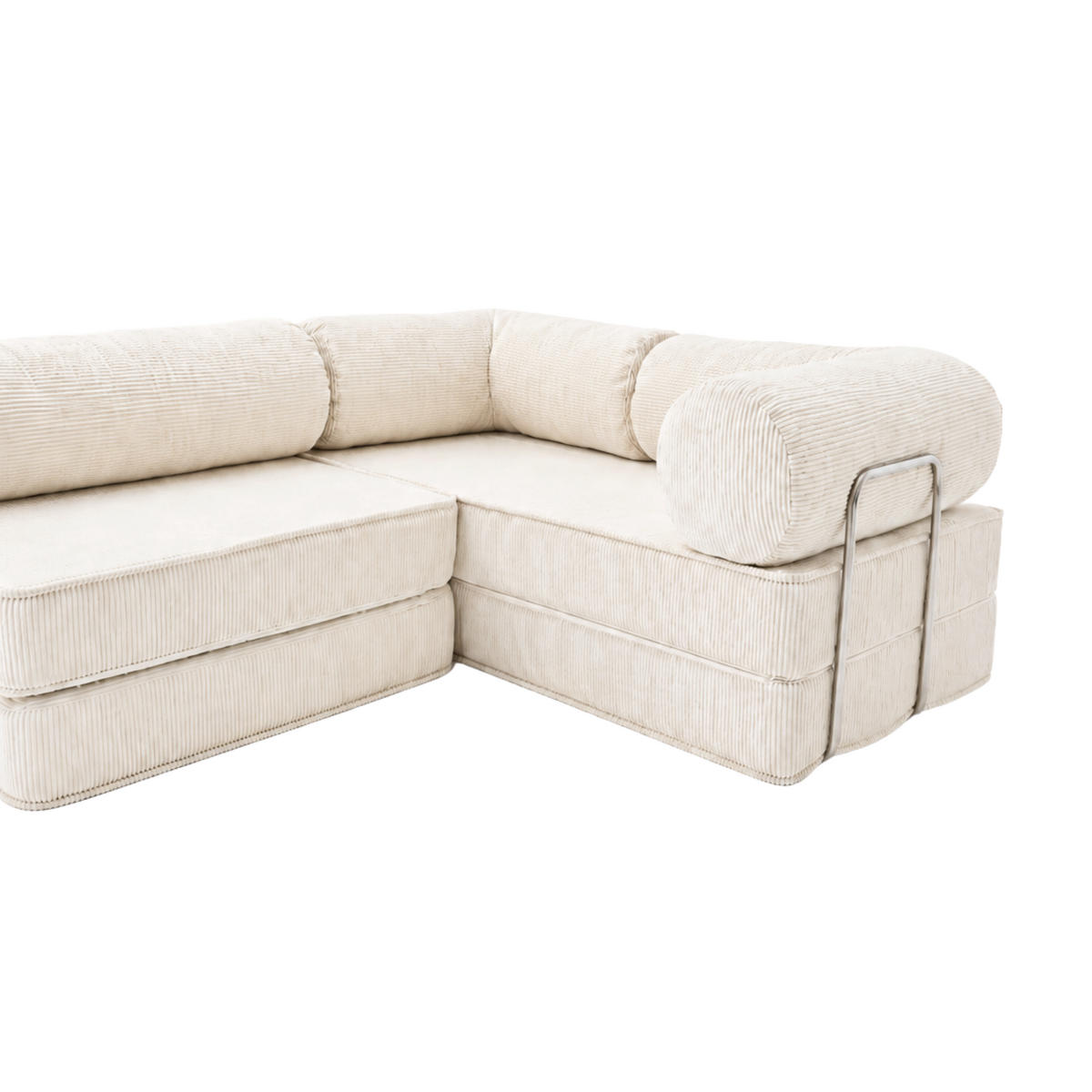 ECKSOFA Cord 300 x 200 cm Creme mit Schlaffunktion - Creme, Textil (300/200cm) - SURB