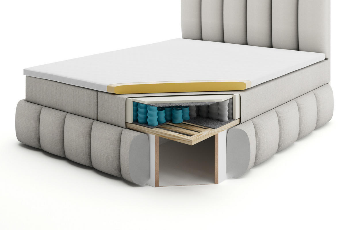 BOXBETT Bali Plus 120x200 Beige - Beige, Textil/Metall (120/200cm) - VLR BEDS