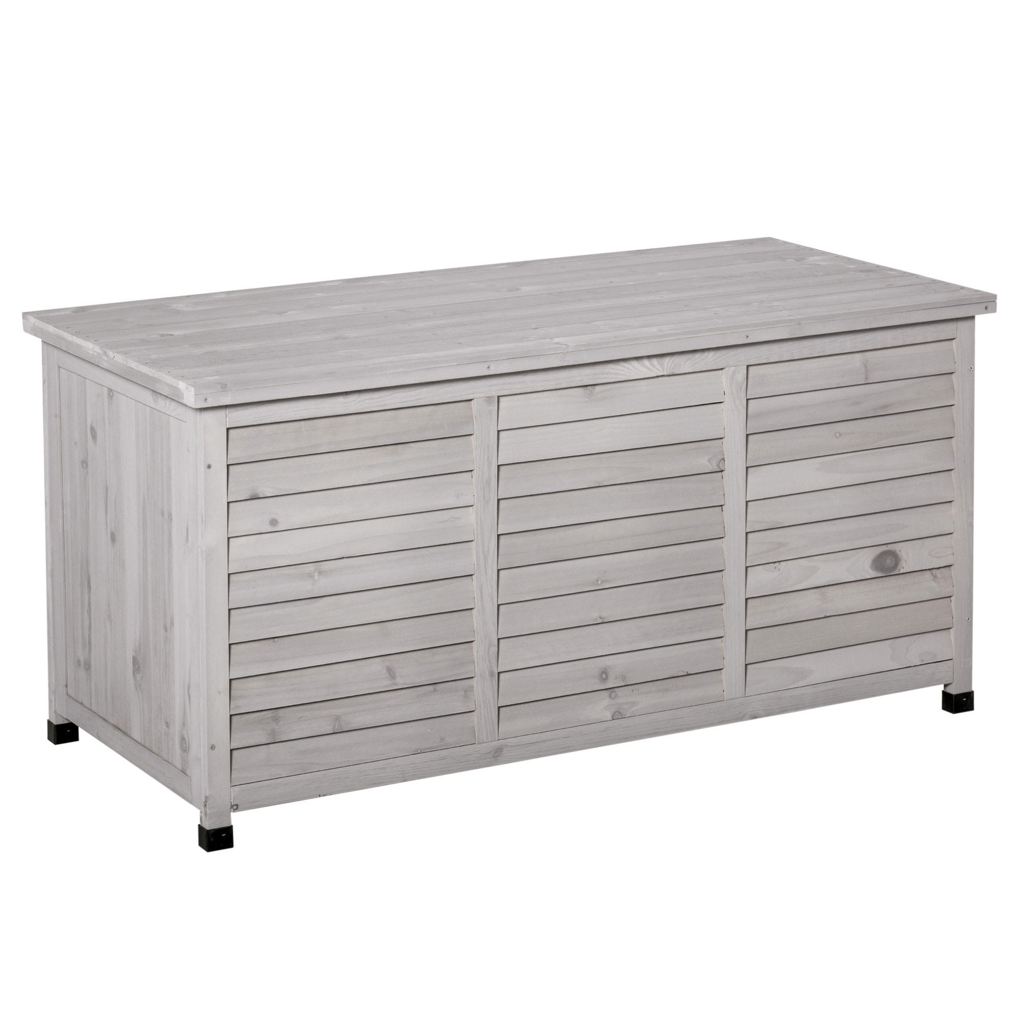 GARTENBOX Kissenbox Aufbewahrungsbox Gartentruhe, wetterbeständig, Massivholz, Grau - Hellgrau, Holz (56/60/127cm) - Outsunny