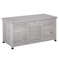 GARTENBOX Kissenbox Aufbewahrungsbox Gartentruhe, wetterbeständig, Massivholz, Grau - Hellgrau, Holz (56/60/127cm) - Outsunny