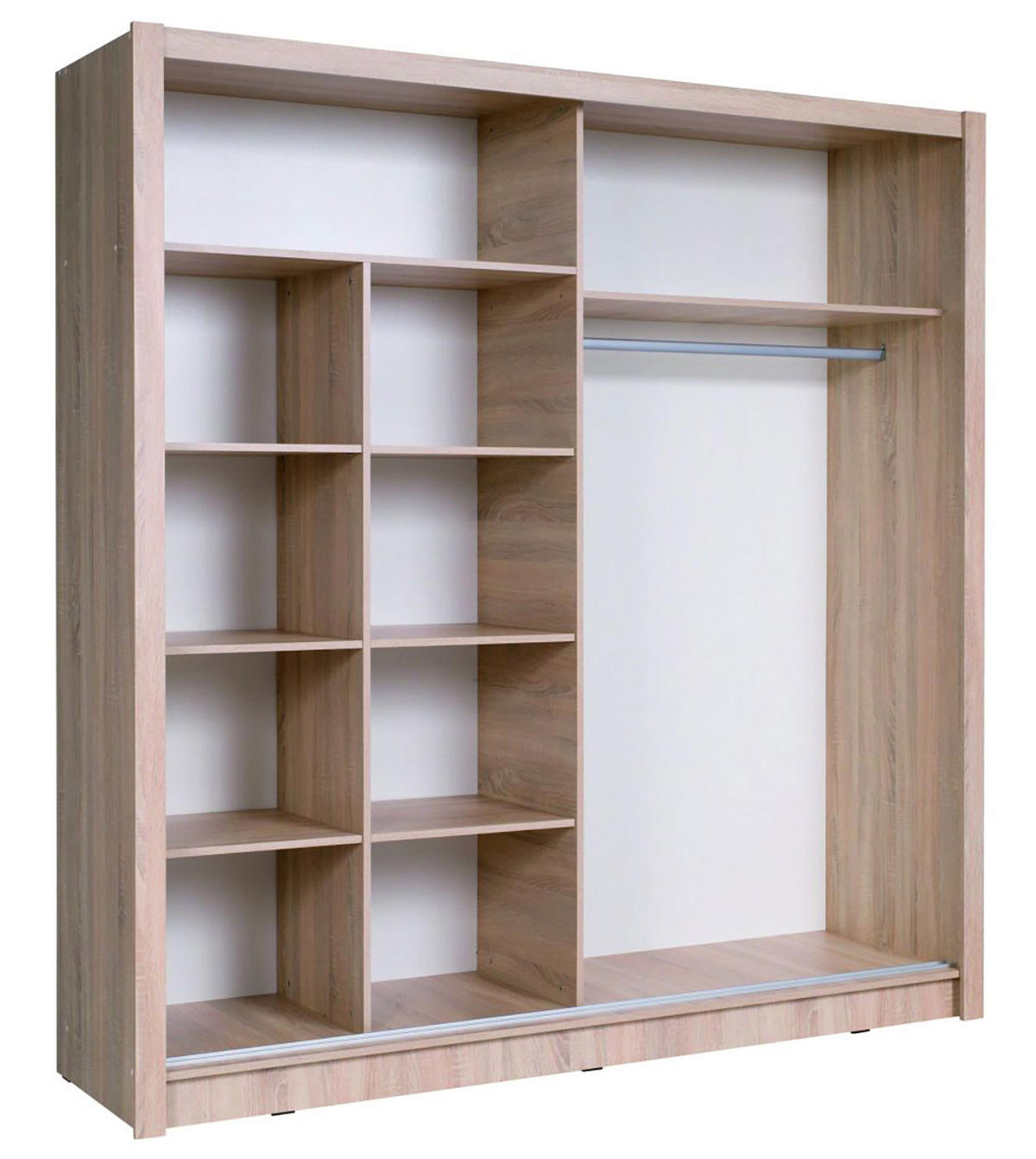 SCHIEBETÜRENSCHRANK Baku sonoma eiche 155 / 62 / 214,4cm - Braun/Sonoma Eiche, Holz/Holzwerkstoff (155/215/62cm) - Feldmann-Wohnen