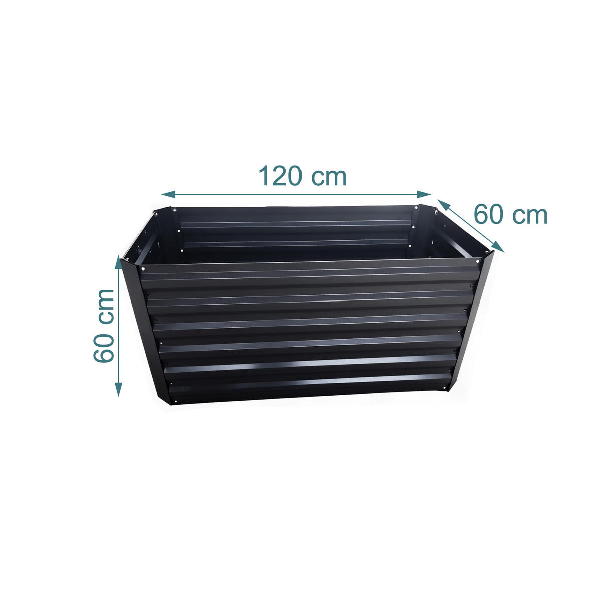 HOCHBEET - Anthrazit, Metall (57/60/57cm) - Relaxdays