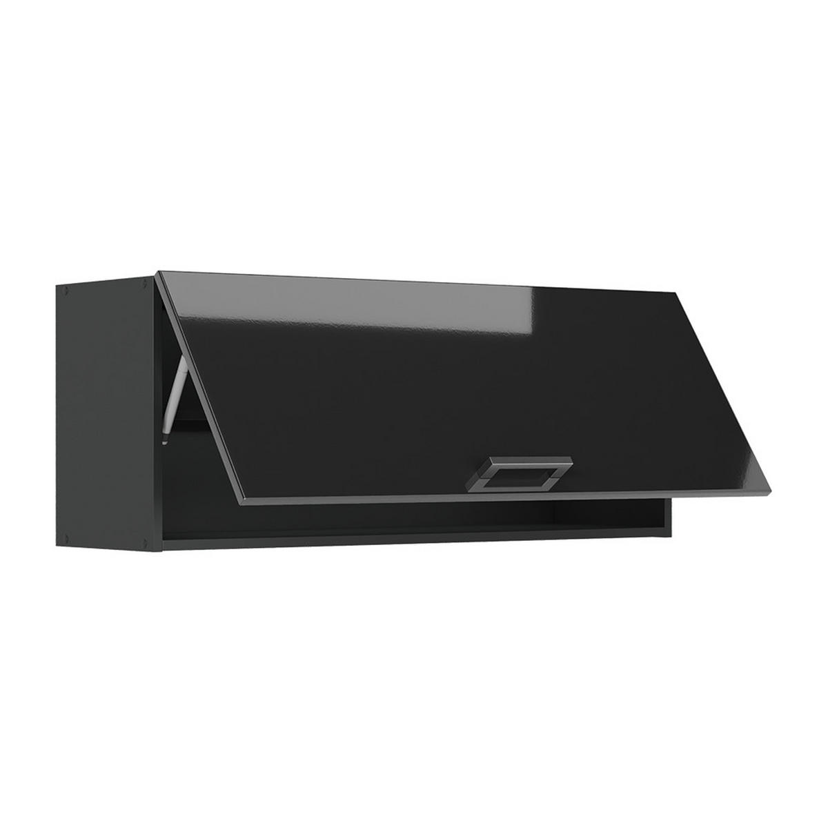 HÄNGESCHRANK R-Line, Anthrazit Hochglanz/Anthrazit, 100 cm Flach - Schwarz Hochglanz/Anthrazit, Holzwerkstoff (100/40/31cm) - Vicco