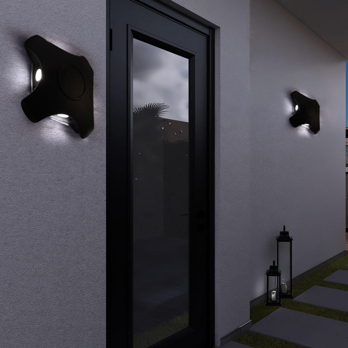 LED AUSSEN-WANDLEUCHTE Alu Schwarz - Schwarz, Metall (19/19/5cm)