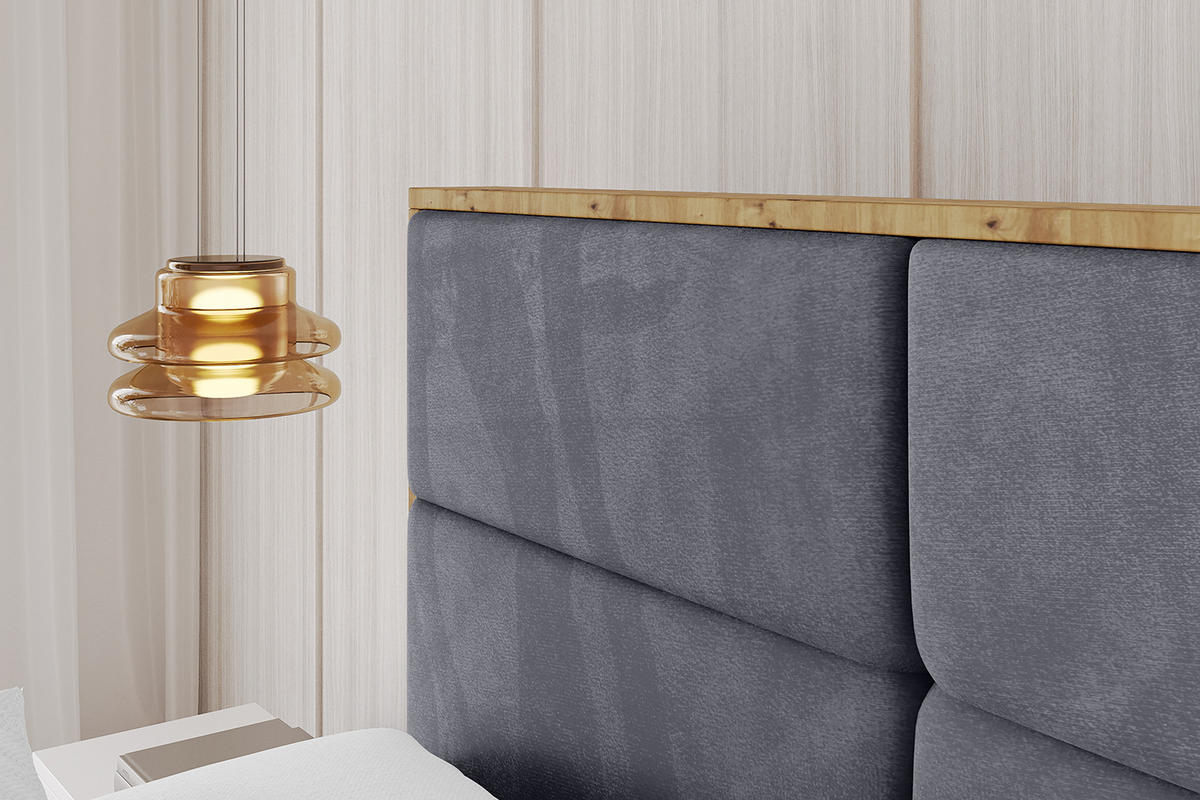 POLSTERBETT mit Bettkasten, Fußteil und Lattenrost, Boxbett mit Matratze H3/H4 - ENZO1-Z 180x200 Dunkelgrau - Dunkelgrau, Holzwerkstoff/Textil (180/200cm) - ALTDECOR