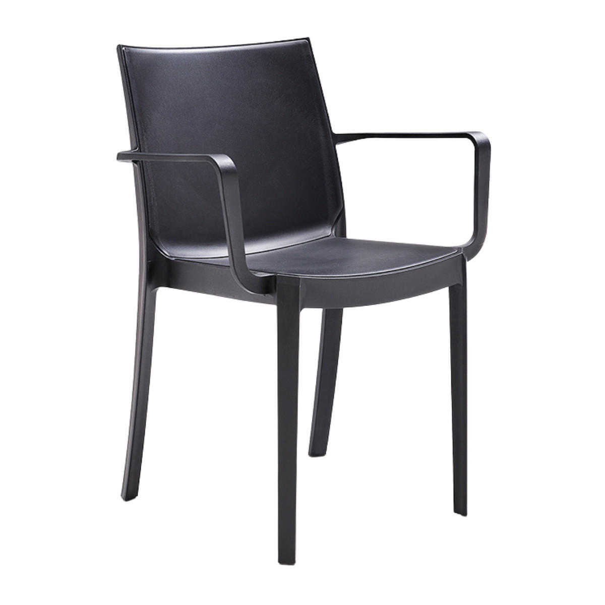 STUHL Victoria Gartenstuhl Graphit 10er Set Wetterfest & Stapelbar | Outdoor-Stuhl mit Armlehnen - Grau, Kunststoff (55/82/58cm) - BICA