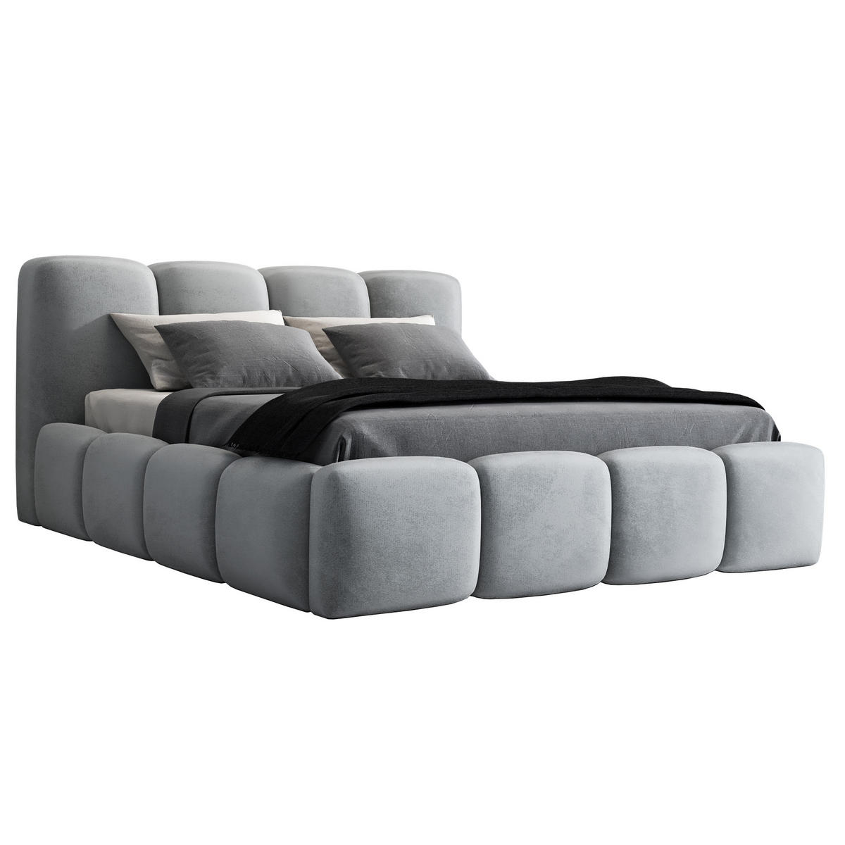 POLSTERBETT DONA-OM 160 x 200 in Grau - Hellgrau, Textil (160/200cm) - A&J MöbelLand