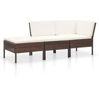 LOUNGEGARNITUR mit Anthrazit Auflagen, aus Poly Rattan, Cremeweiß, 3-teiliges Set - Creme/Braun, Kunststoff/Textil - vidaXL