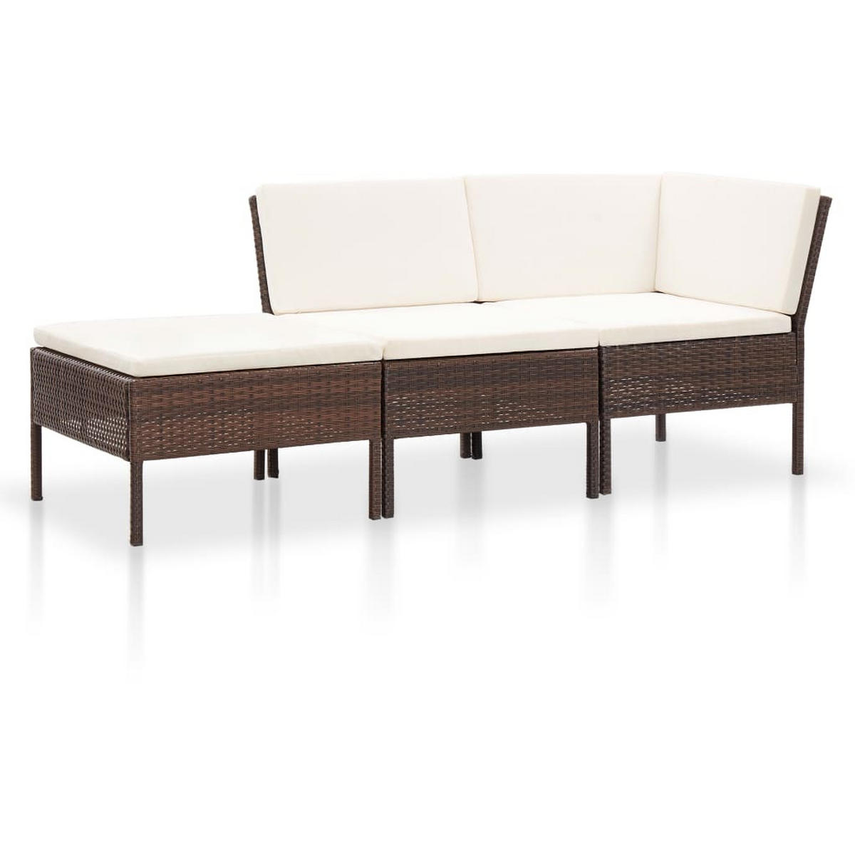 LOUNGEGARNITUR mit Anthrazit Auflagen, aus Poly Rattan, Cremeweiß, 3-teiliges Set - Creme/Braun, Kunststoff/Textil - vidaXL
