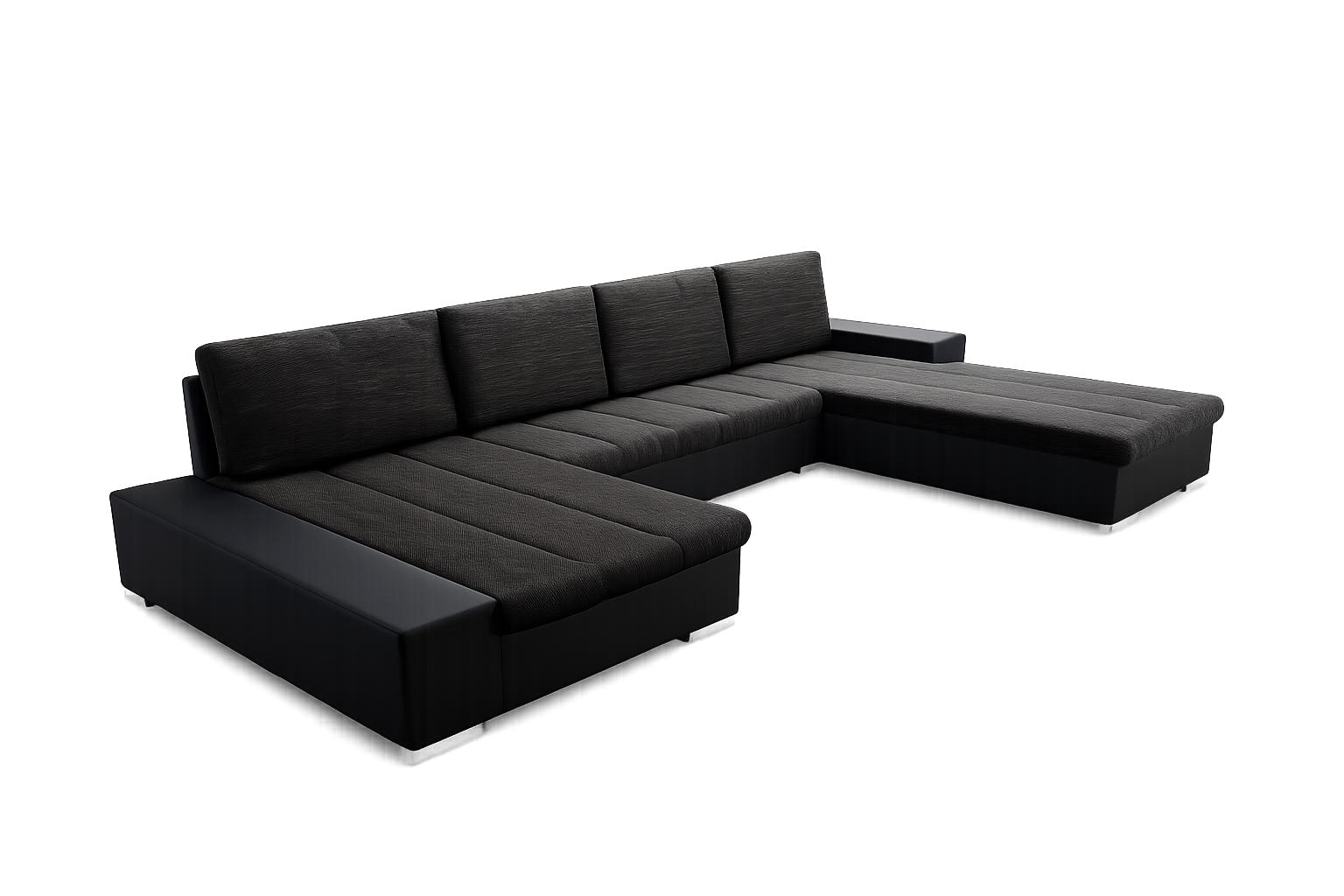 WOHNLANDSCHAFT VERONA U-Form mit Schlaffunktion, Bettkasten und Wellenfederung – Großzügiges Ecksofa 387 cm - Schwarz, Kunststoff (387/85/213cm) - Wohnideebilder