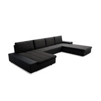 WOHNLANDSCHAFT VERONA U-Form mit Schlaffunktion, Bettkasten und Wellenfederung – Großzügiges Ecksofa 387 cm - Schwarz, Kunststoff (387/85/213cm) - Wohnideebilder