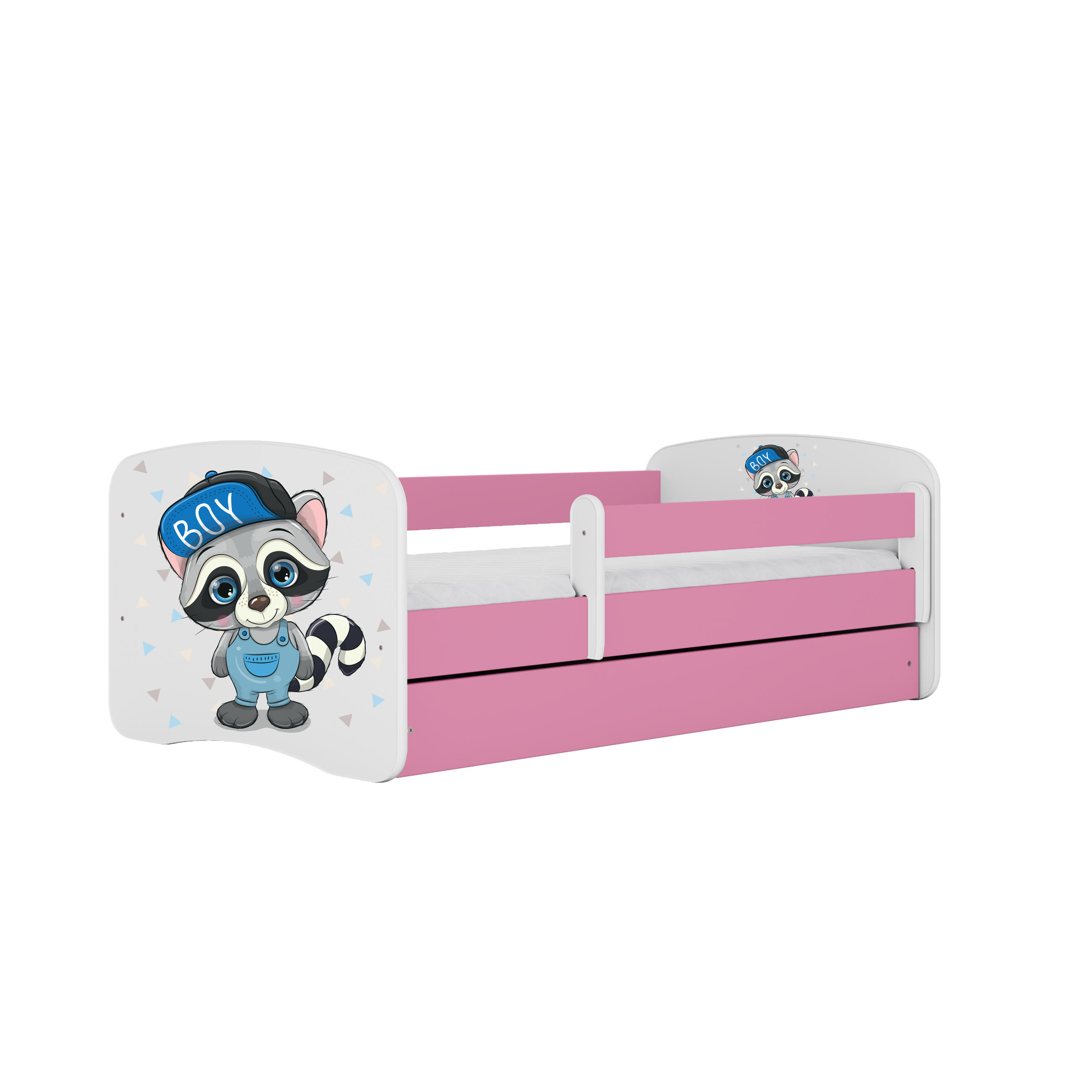 KINDERBETT Waschbär mit Schublade 140/70 80/61/144 - Rosa, Holzwerkstoff (70/140cm) - RAUMHIRSCH FURNITURE