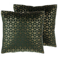 DEKOKISSEN 2er-Set Dunkelgrün 45/45 cm Celosia - Dunkelgrün, Textil (45/45cm) - Beliani