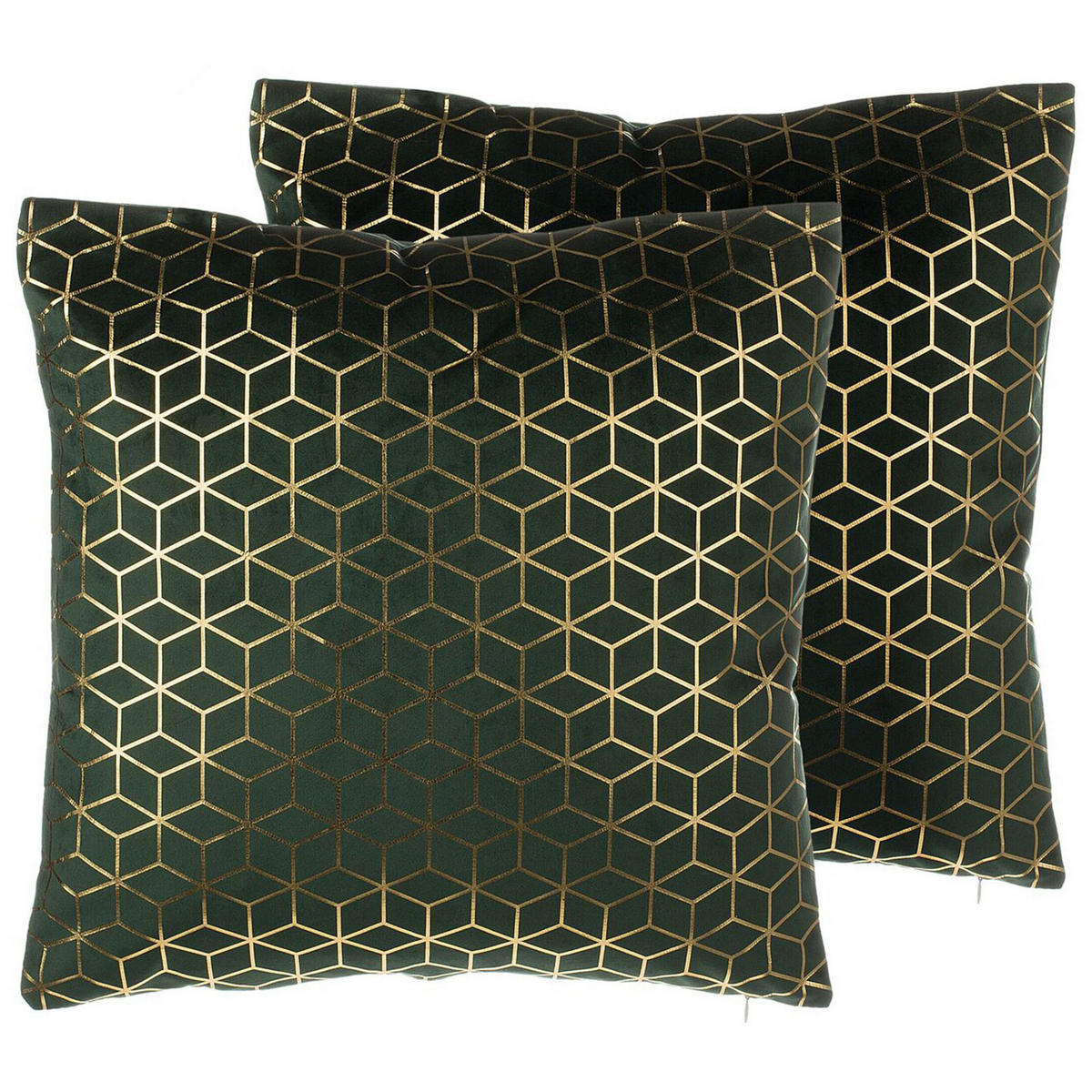 DEKOKISSEN 2er-Set Dunkelgrün 45/45 cm Celosia - Dunkelgrün, Textil (45/45cm) - Beliani