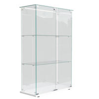 VITRINE Weiß Mit LED, 2 Türen, 3 Böden, Glas-Schrank Für Wohnzimmer - Weiß, Holz (35/123.3/78.5cm)