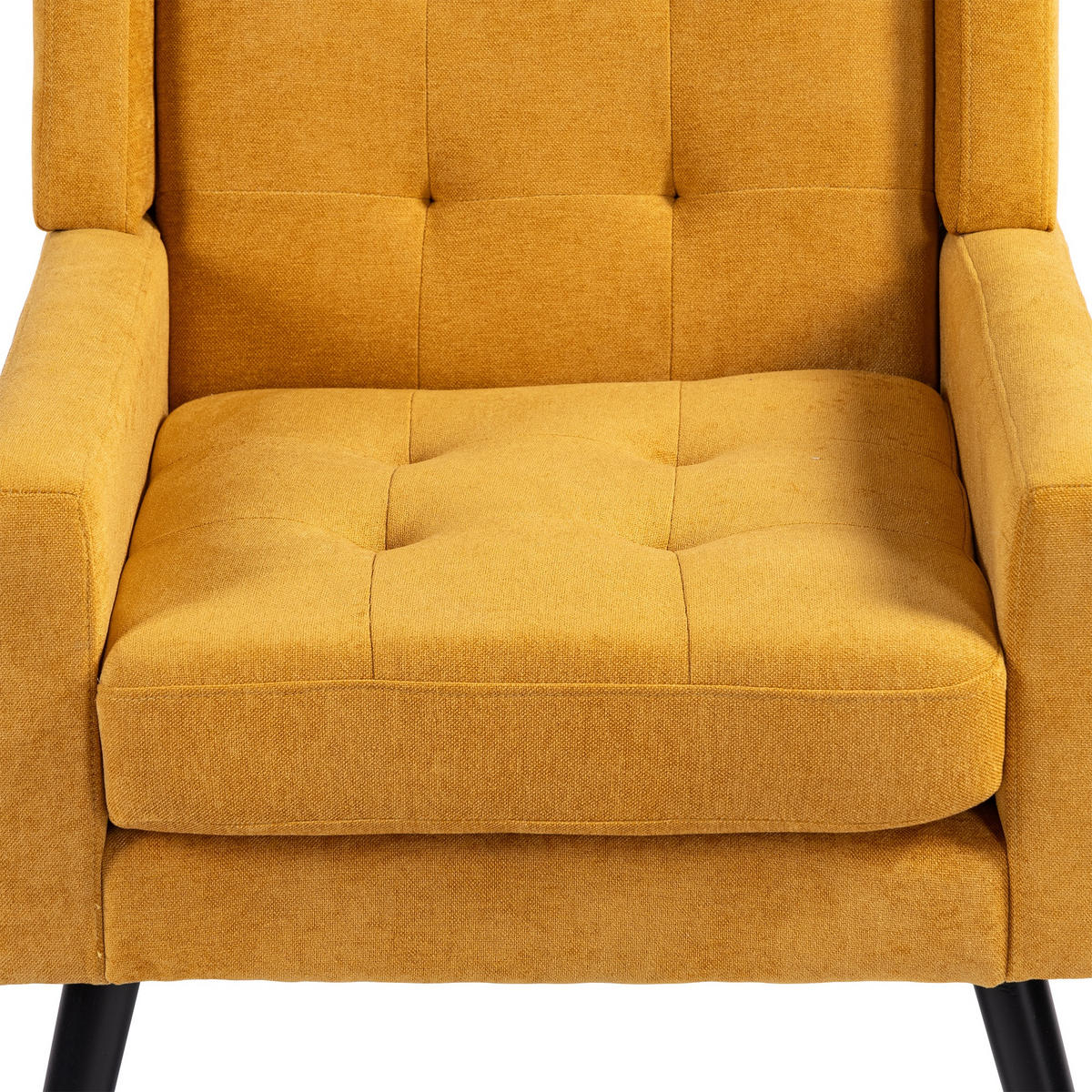 POLSTERSTUHL Leinenbezug mit Tufting, Massivholzbeinen 68/76/88 cm Gelb 130 kg - Gelb, Textil (76/88/68cm) - Redom