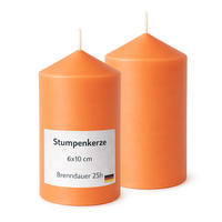 STUMPENKERZEN (2er Pack) Ø6cm x 10cm - Ocker - Dunkelorange, Naturmaterialien (10cm) - HS Candle