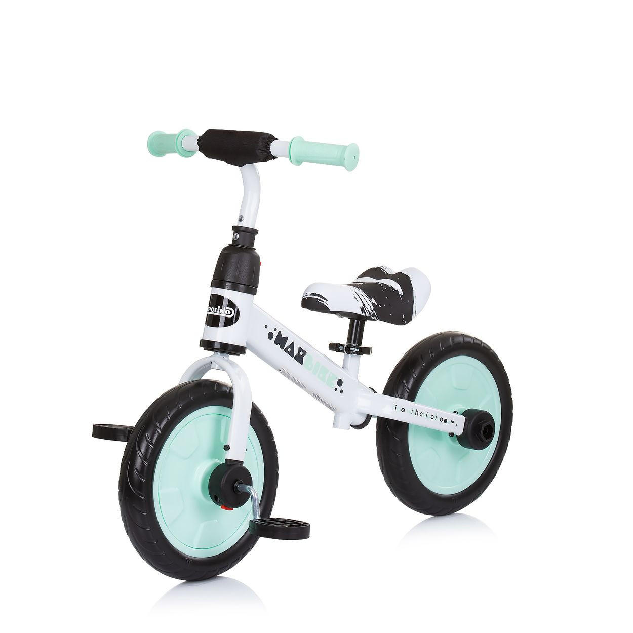 LAUFRAD Max Bike 2 in 1 hellgrün 10 Zoll Räder, Pedale, Stützräder - Grün, Metall (70/38/60cm) - Chipolino
