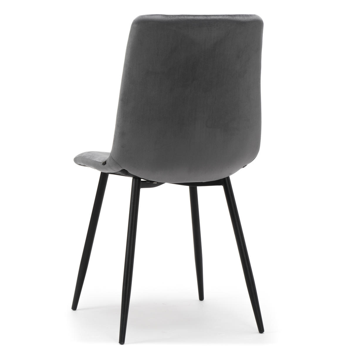 STUHL PARMA gepolsterter mit Steppung - grau - Samt Velour - Schwarz/Grau, Textil/Metall (44/89/45cm) - NEW HOME