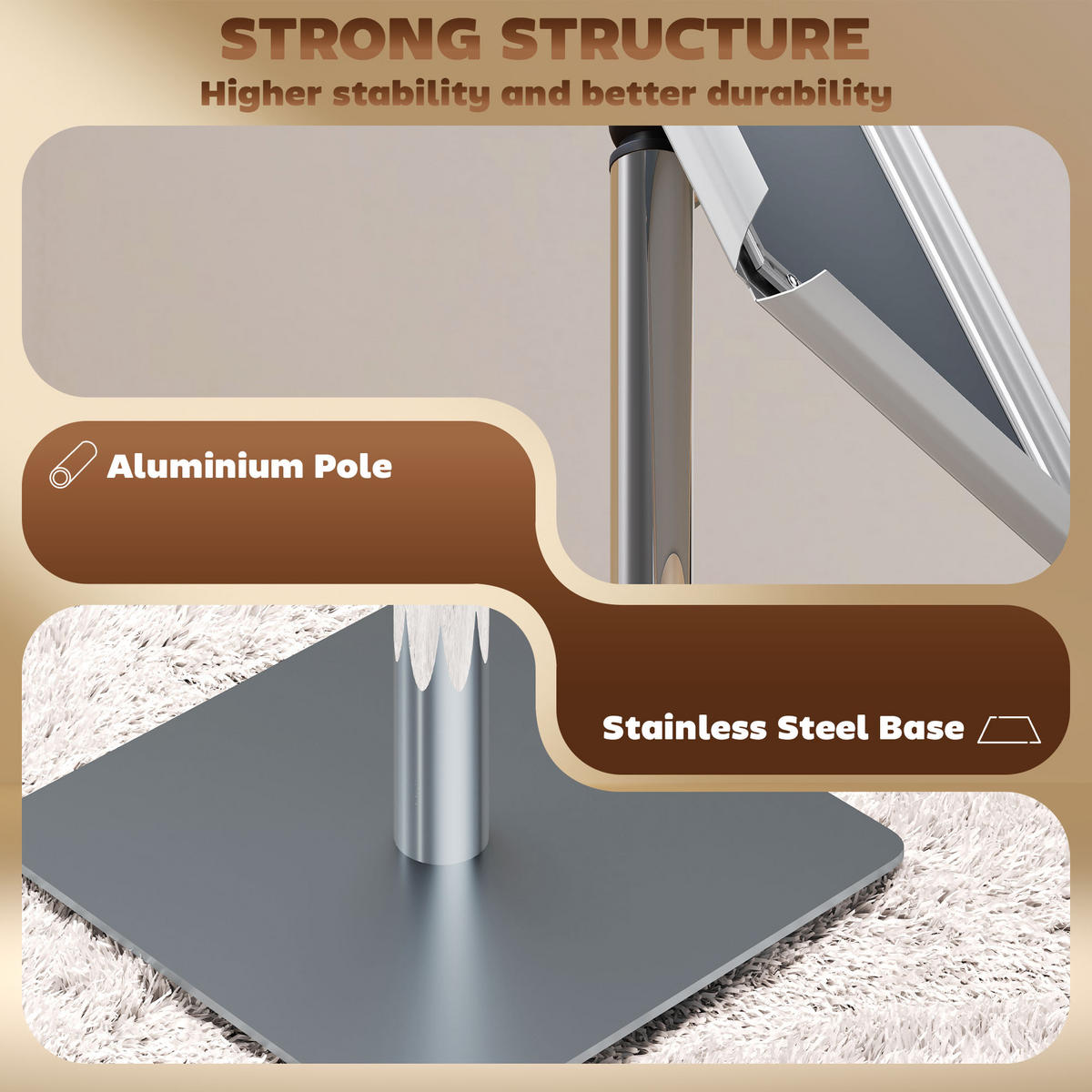 A3-PLAKATSTÄNDER Aluminium Edelstahl Silber - Silberfarben, Metall (30/135/45cm) - HOMCOM