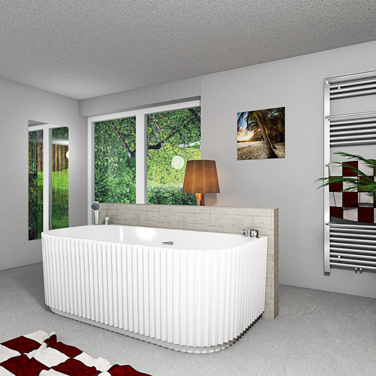 BADEWANNE freistehend F07 Komfort-Armatur - Weiß, Glas/Kunststoff (80/58/170cm) - AcquaVapore by Sandra Jentho