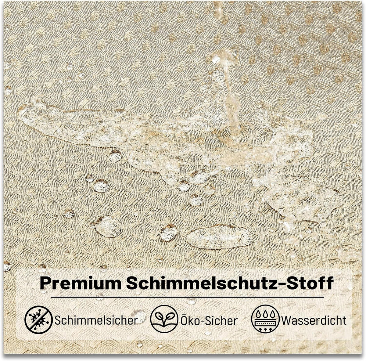 DUSCHVORHANG – 180 x 180 cm (inkl. 12 Kunststoffhaken) – Beige - Cappuccino, Textil (180/180cm)