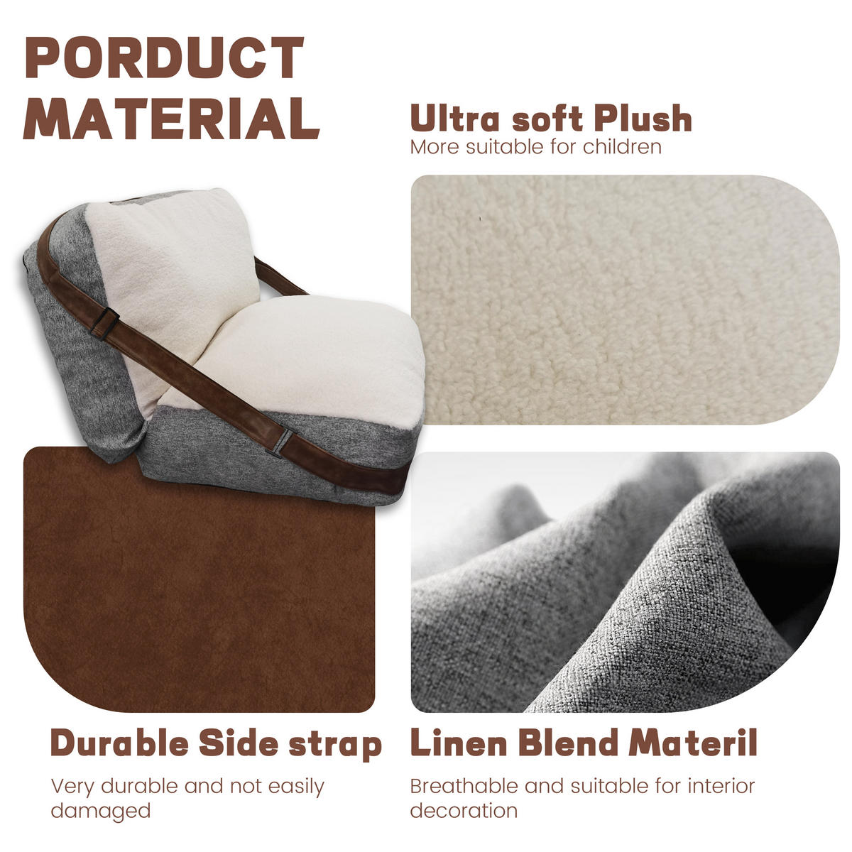 SITZSACK für Kinder Leinen grau - Grau, Textil (100/22/70cm) - Vercart