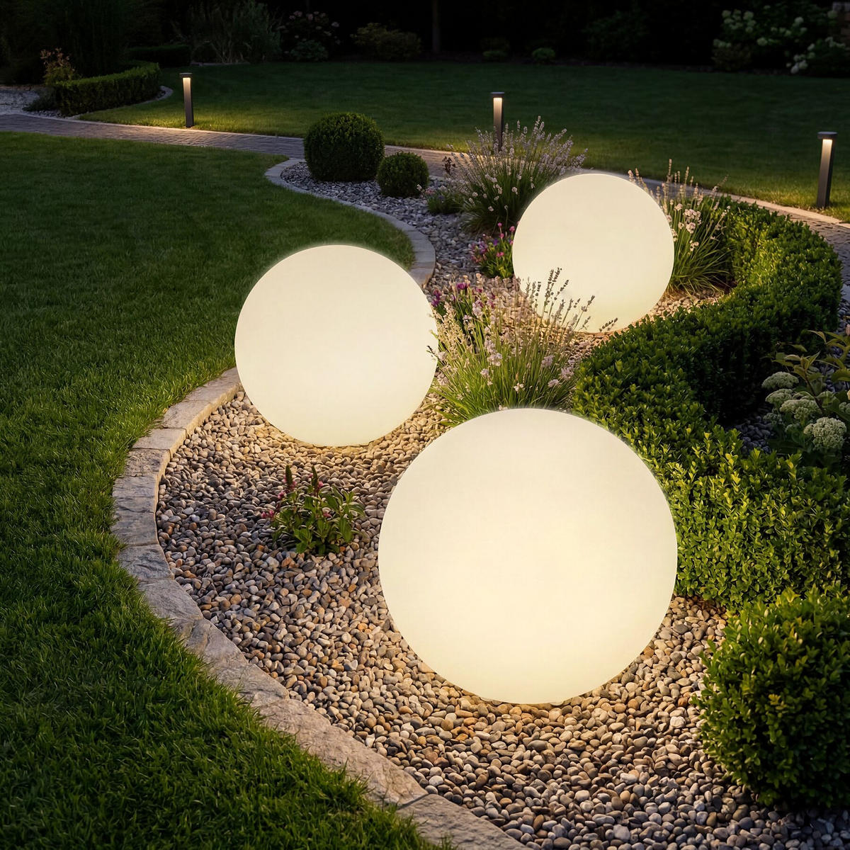 KUGELLEUCHTE Luminous Globe, inklusive Erdspieß, weiß - Weiß, Kunststoff (50/50/50cm) - tectake