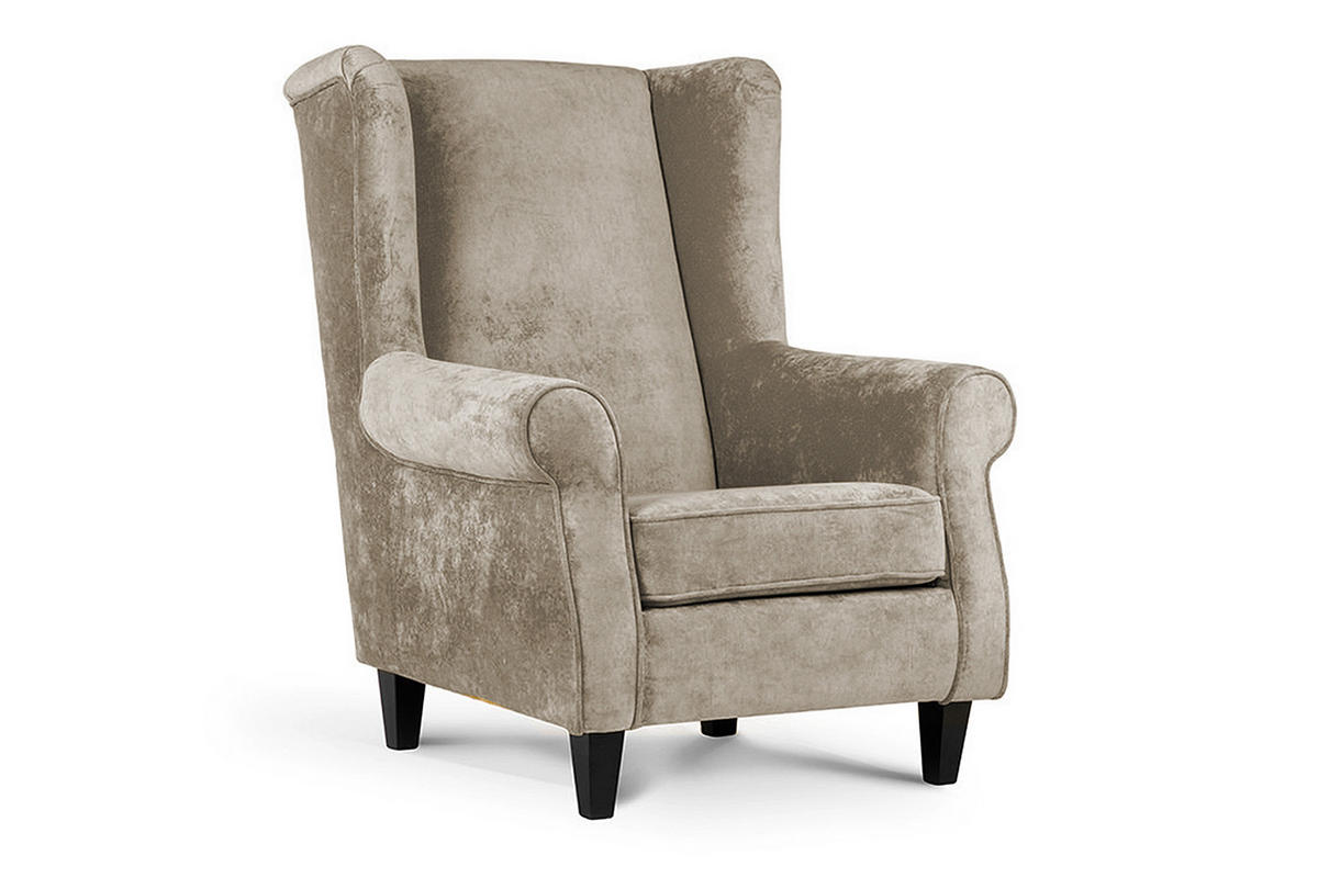 OHRENSESSEL-SET MILES inkl. Sitzhocker, beige - Beige, Holzwerkstoff/Buchenholz (82/105/97cm) - KONSIMO®