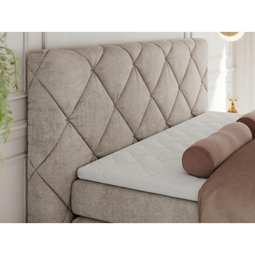 Thumbnail - Xxxl Boxbett, Beige, Textil, 2-Sitzer, H3, Rechteckig, 180x200 cm, Oeko-Tex®, Schlafzimmer, Betten, Boxspringbetten