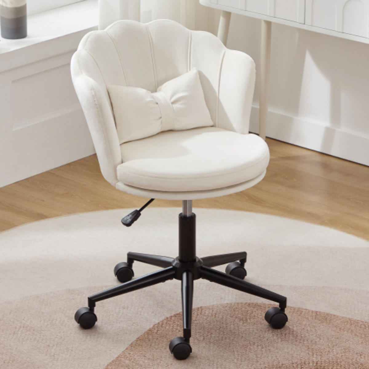 DREHSTUHL 55×62×73-83cm höhenverstellbar, Samt, beige - Beige, Textil (62/83/55cm) - Luhomfu