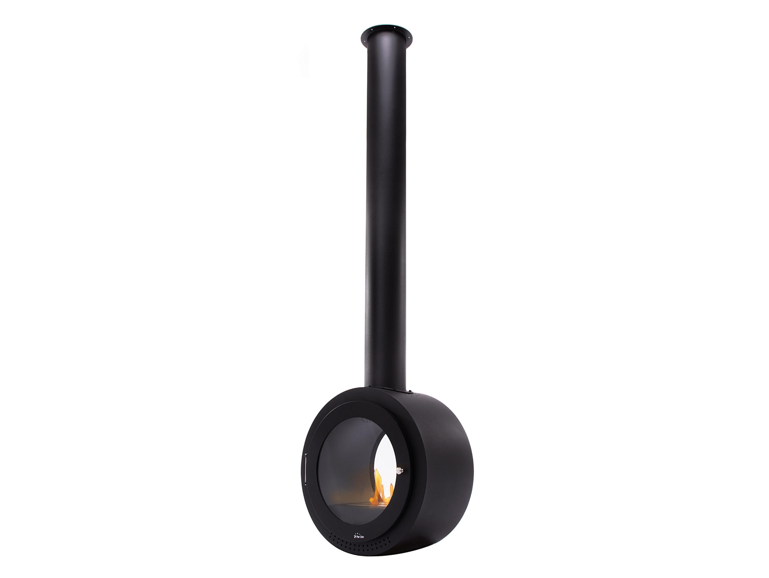 BIOETHANOL-KAMIN Schwarz Deckenmodell mit Rohr inklusive 1 L Brennblock - Schwarz, Metall (60/210/35cm) - Purline