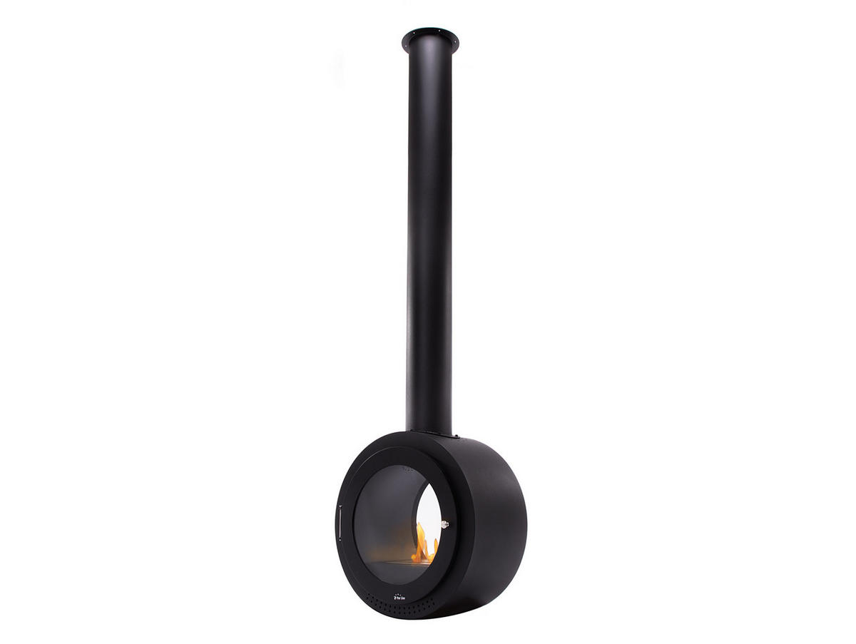 BIOETHANOL-KAMIN Schwarz Deckenmodell mit Rohr inklusive 1 L Brennblock - Schwarz, Metall (60/210/35cm) - Purline