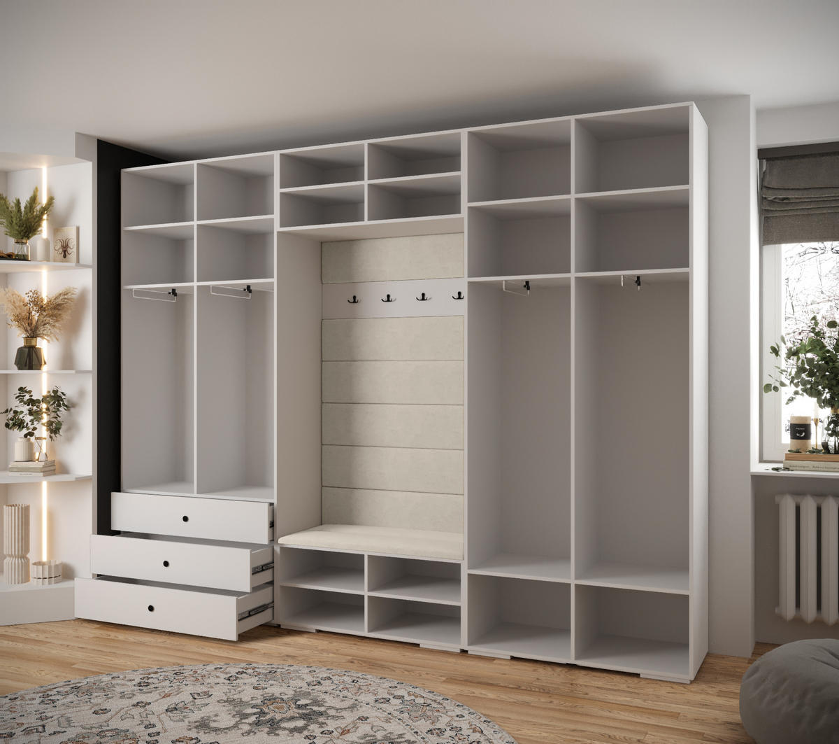 GARDEROBEN-SET 236,7/300/47 - Goldfarben/Weiß, Holz/Kunststoff (300/236.7/47cm) - Abiks Möbel