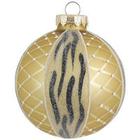 CHRISTBAUMKUGEL Zebra Goldfarbig 8cm (Glas / 1 Stk.) - Goldfarben, Glas (8/8/8cm) - Krebs Glas Lauscha